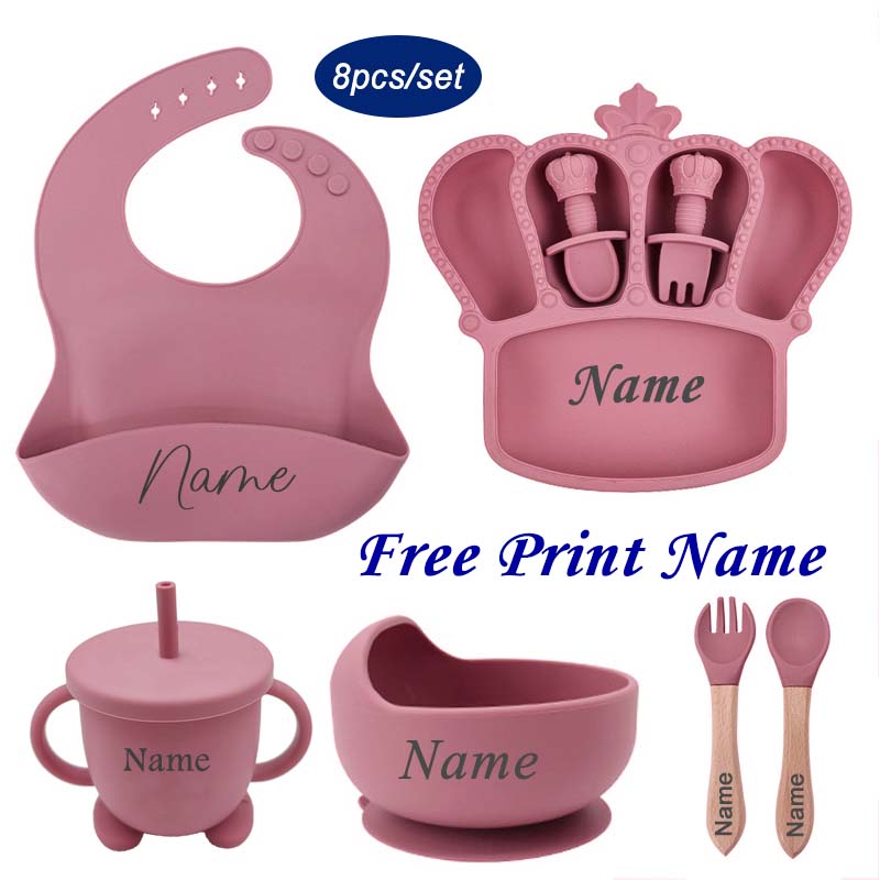 Baby Food Utensils - Personalized Name Baby Feeding Plate Dishes