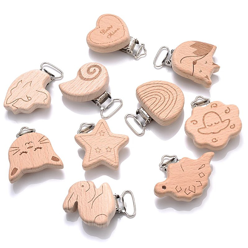 Baby Food Natural - 5Pcs Wooden Pacifier Clip Food Grade